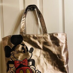 Disney Parks/ Store Gold Metallic Tote with Mickey Design